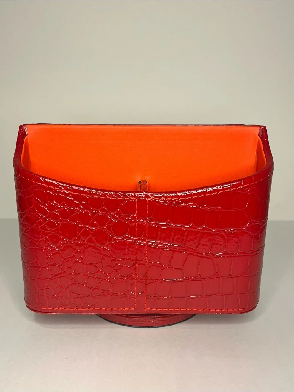 UnionBasic 360 Rotating Desk Organizer Red Crocodile Faux Leather